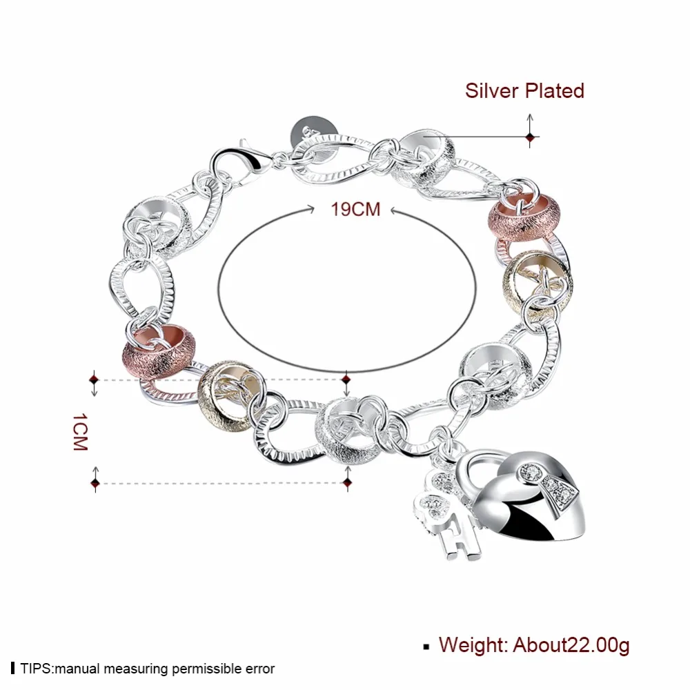 EPICFEAT Silver Plated Key and Lock Pendants Bracelets Girls Charm Bangles Women Fashion Jewelry H233 | Украшения и аксессуары