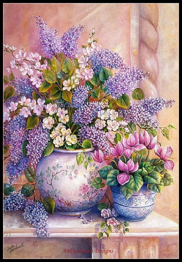 

Embroidery Counted Cross Stitch Kits Needlework - Crafts 14 ct DMC Color DIY Arts Handmade Decor - Lilac Flowers