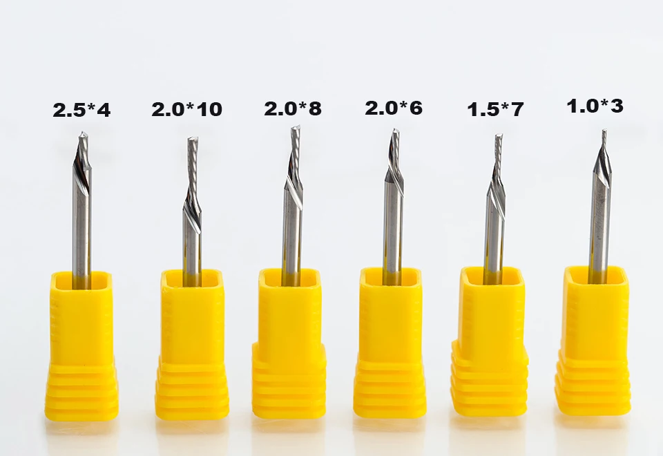 HUHAO 1pc 3.175mm Left Spiral milling cutter down cut one Flute router bit CNC end mill carbide milling cutter Accessories T