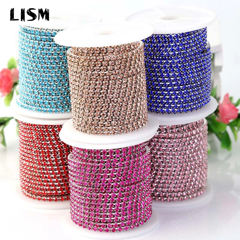 1 м/лот высокоплотная цепочка со стразами и плоским основанием для шитья одежды