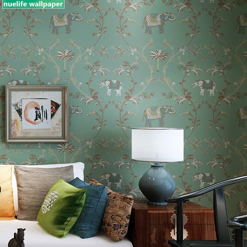 

Southeast Asian style vertical stripe pattern study dining room bedroom living room store TV background non-woven wallpaper