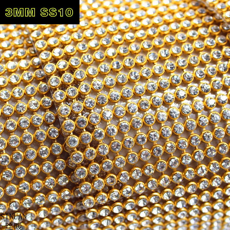 SINUAN Mesh Rhinestone Hot-Fix Glass Crystal 3Mm Ss10 Gold Stones And Crystals Garment Decorations For Crafts | Дом и сад