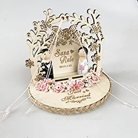 Pink double arched Акция 1 шт., Пользовательский логотип розовый цветок кукла арочная помолвка Свадьба предложение свадебное украшение кольцо Подушка - Цвет: Pink double arched