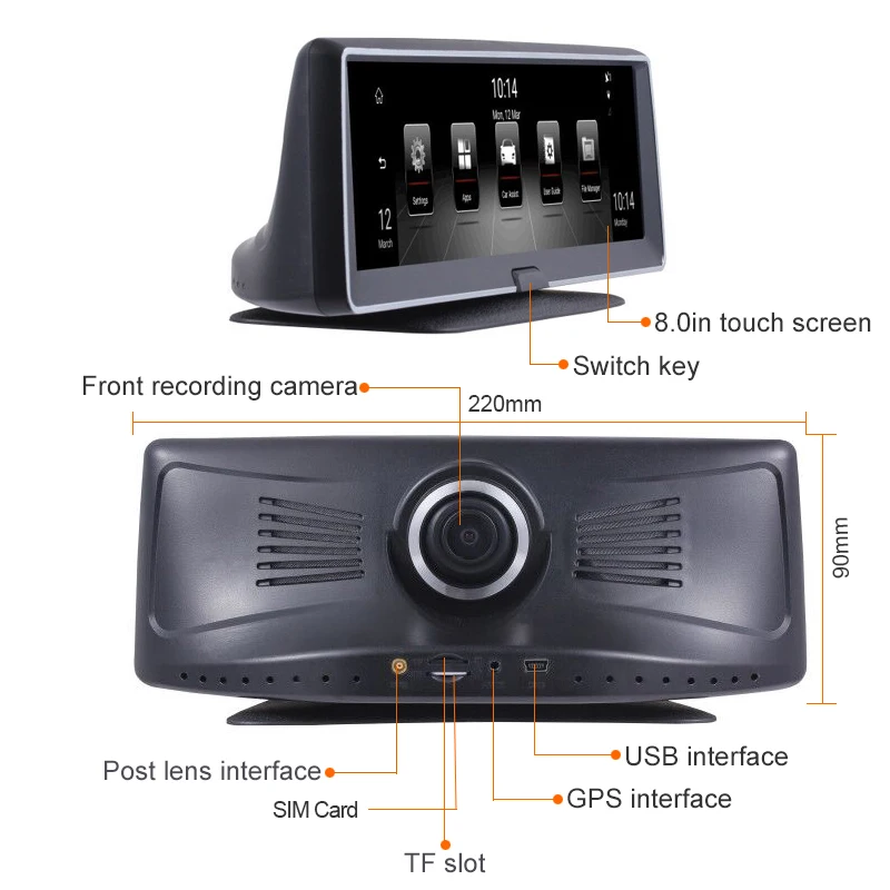 E-ACE 4G Android автомобильный видеорегистратор 8 дюймов FHD 1080P авто камера видео