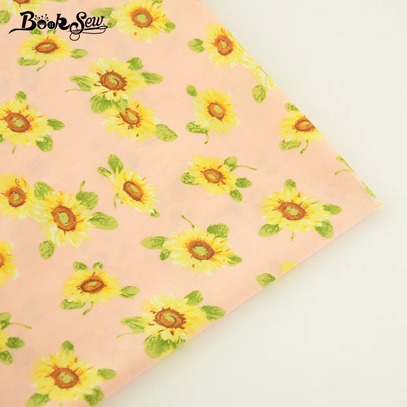 Booksew 100% хлопок поплин Ткань розовый Жир Квартал подсолнечника соизволил мягкий