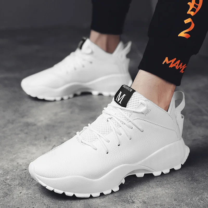 Мужские высокие кроссовки Dwayne черные из микрофибры на платформе шнуровке