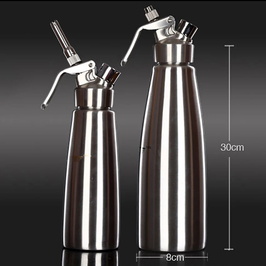 0.5L/1L Профессиональный дозатор для взбитых сливок из нержавеющей стали с 3 насадками, чистящая щетка, кухонные инструменты для десерта