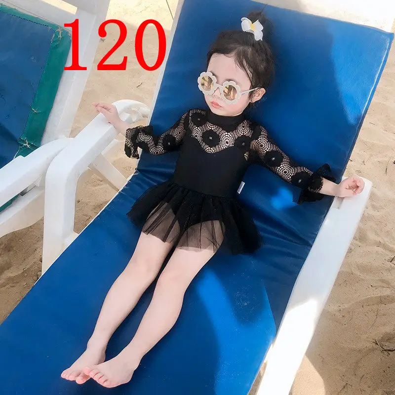 2305 SIZE 120 Купальный костюм с длинными рукавами для маленьких девочек; лето г.; милое кружевное бикини принцессы для маленьких девочек; детская одежда для купания; пляжные купальные костюмы; купальное платье - Цвет: 2305 SIZE 120