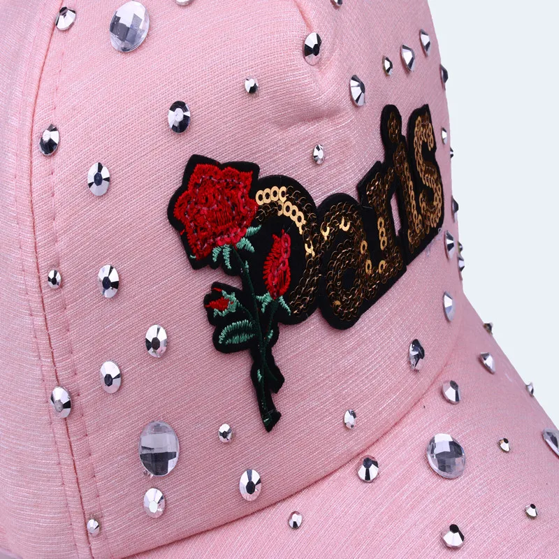 Женская бейсбольная кепка CRUOXIBB модная с вышитыми розами и блестками уличная