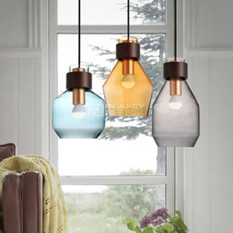 Винтажный стеклянный потолочный светильник Лофт промышленный подвесной для