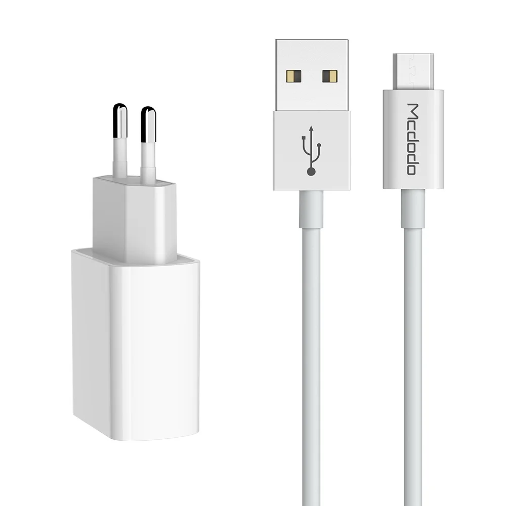 Mcdodo EU адаптер USB зарядное устройство 2.1A Быстрая зарядка для samsung Xiaomi Универсальное зарядное устройство для телефона с кабелем для iPhone type C Micro - Тип штекера: Charger With Micro