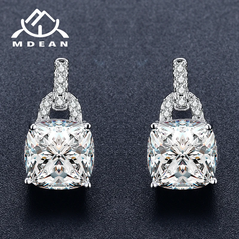 Женские серьги-гвоздики MDEAN из белого золота свадебные серьги с прозрачным