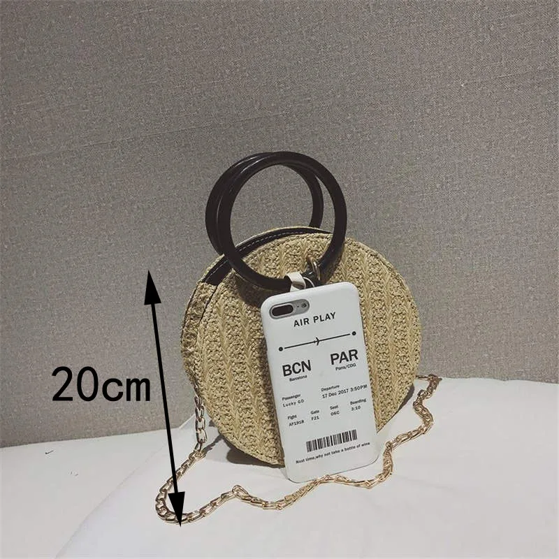 Ins super fire bag portable straw small round female 2019 new tide tassel woven shoulder Messenger handbag | Багаж и сумки