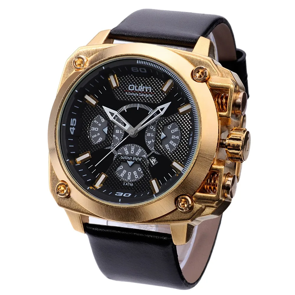 HP3705 черный чехол мужские часы спортивные Высокое качество бренд Oulm Пряжка
