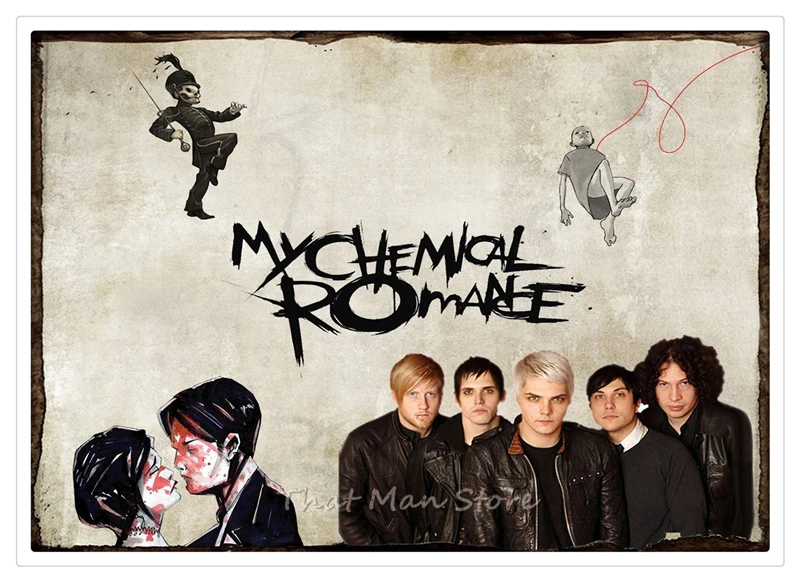 My Chemical Romance Американский панк-рок-группа ВИНТАЖНЫЙ ПЛАКАТ белая крафт-бумага ретро кафе домашний декоративный настенный плакат 42*30 см - Цвет: Светло-зеленый