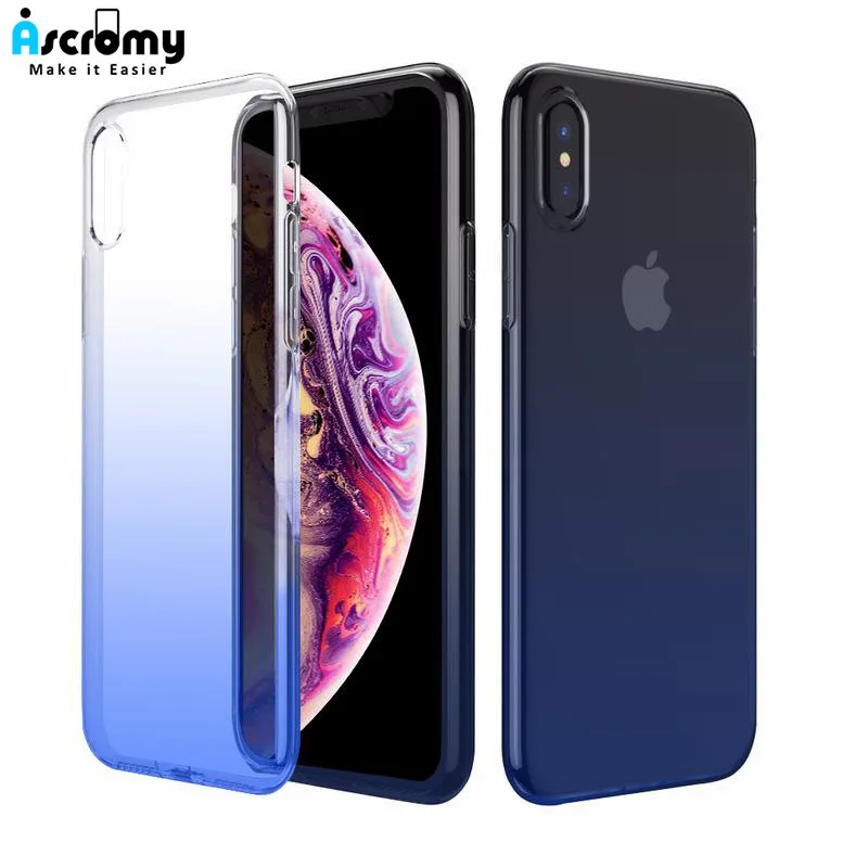Ascromy для iPhone 7 Plus постепенное Красочные градиент гальваническим жесткий чехол XS MAX