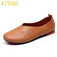 aiyuqi women flat shoes 2021 genuine leather female peas shoes large size 35 43 casual soft bottom mother single shoes k20