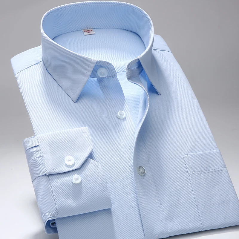 S~7xl Oversized shirt men regular fit  square collar long sleeve dress shirts for men Solid Twill Striped White Mens Clothes