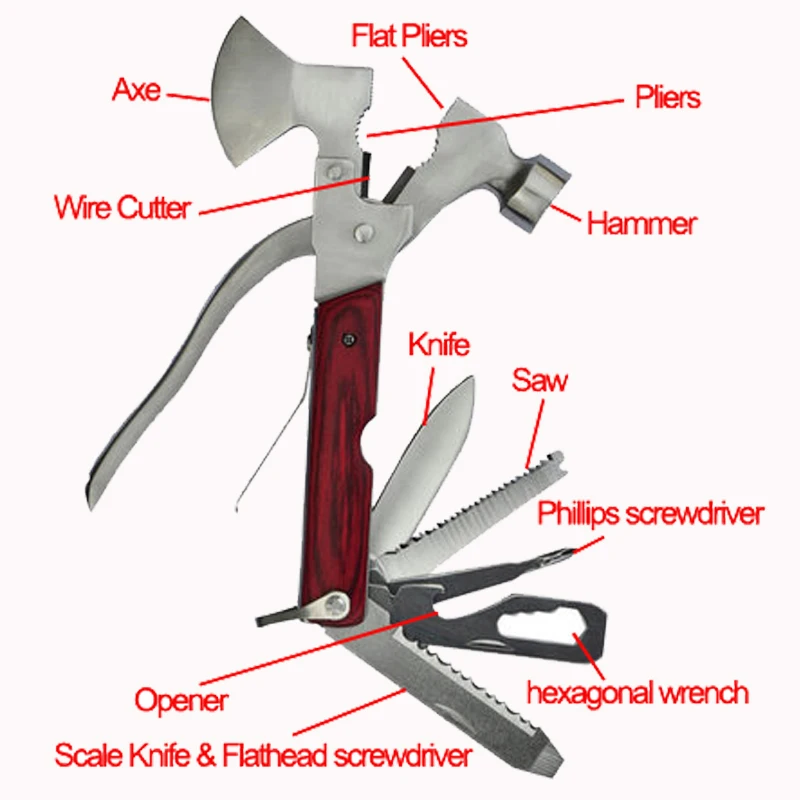 Уличный походный топор для выживания нож плоскогубцы проводная пила отвертка