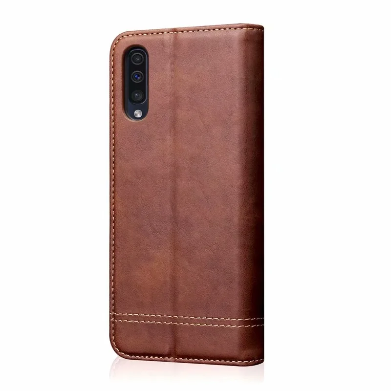 Роскошный кожаный чехол для Samsung A50 с подставкой и карточкой в стиле ретро