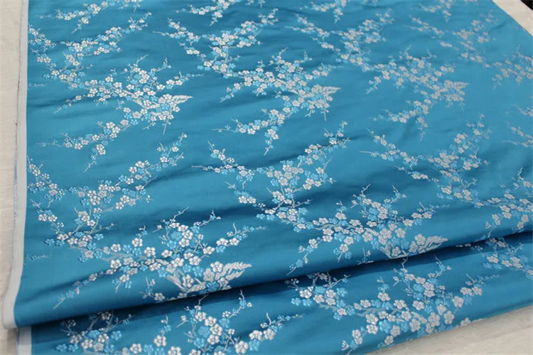 CF61 1 ярд китайский цветок сливы шелковая парча ткань Cheongsam одежда костюмы DIY Ткань для шитья кушион покрывало ткань