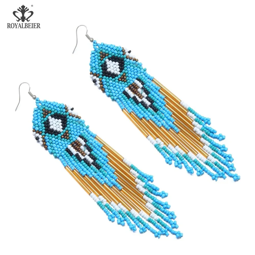 

RoyalBeiery Bohemian Pendant Earrings Luxury Long Tassel Drop Earrings Acrylic Beads Multicolor Hanging Earrings Send Girlfriend