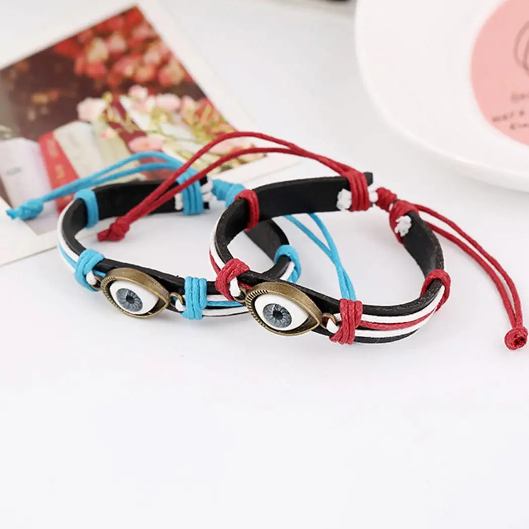 Everyday adjustable 4 6 Wristband Artificial 2 Eye 12cm 7inch Leather Women Weave New Bracelet Beauty Metal Bangle | Украшения и