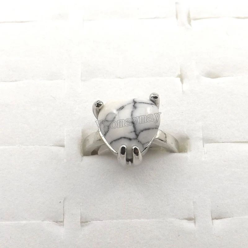 Женское кольцо из натурального белого полудрагоценного камня 50 шт. оптовая