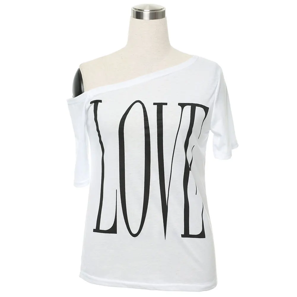 Новое поступление женская летняя футболка размера плюс S XXL с принтом LOVE топы для