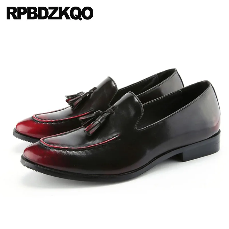 Waterproof Prom Gold Loafers Men Comfort British Style Pointed Toe Pointy Wedding Slip On Patent Leather Stud Tassel Shoes Rivet | Обувь