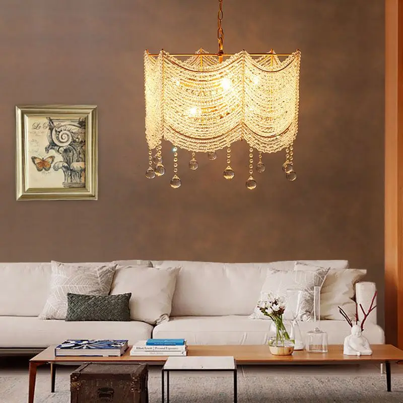 HAIXIANG Modern Iron K9 Crystal Chandeliers 3&amp6 lights Luxury Pendant Lamps Decorative Lighting Living Room Bedroom E14 LED | Лампы и