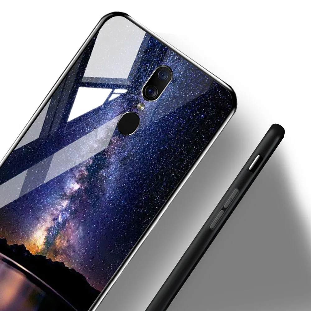 Чехол из закаленного стекла для OPPO F11 Pro Чехлы силиконовая задняя крышка чехол Reno 2