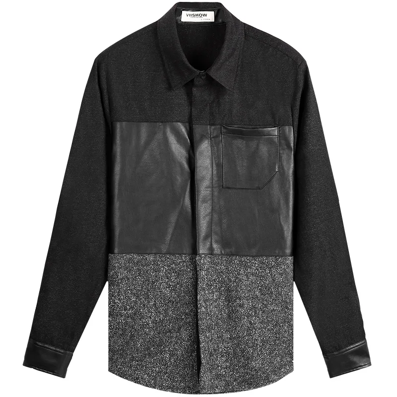 VIISHOW мужские мужская классическая рубашка с длинным рукавом хип хоп Slim Fit