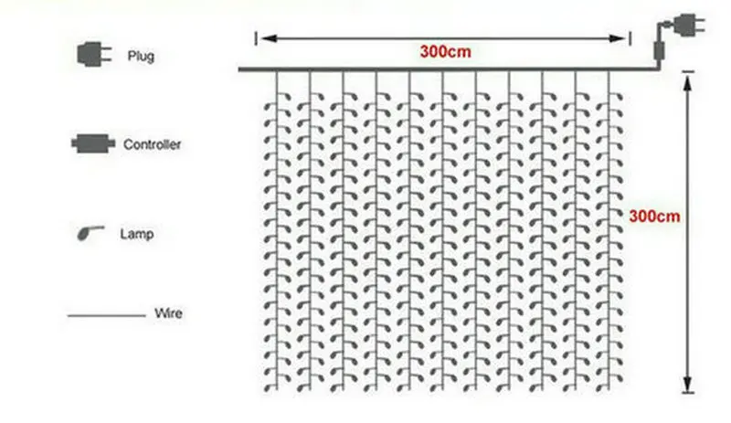 10 шт. 3 м (L)x3M(H) 300led Фея Строка Сосулька Светодиодный занавес светильник