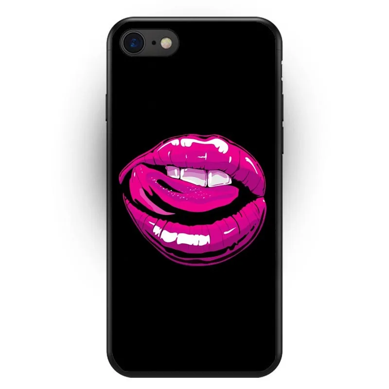 Сексуальный чехол для телефона с красными губами и вампиром iphone XS мягкий