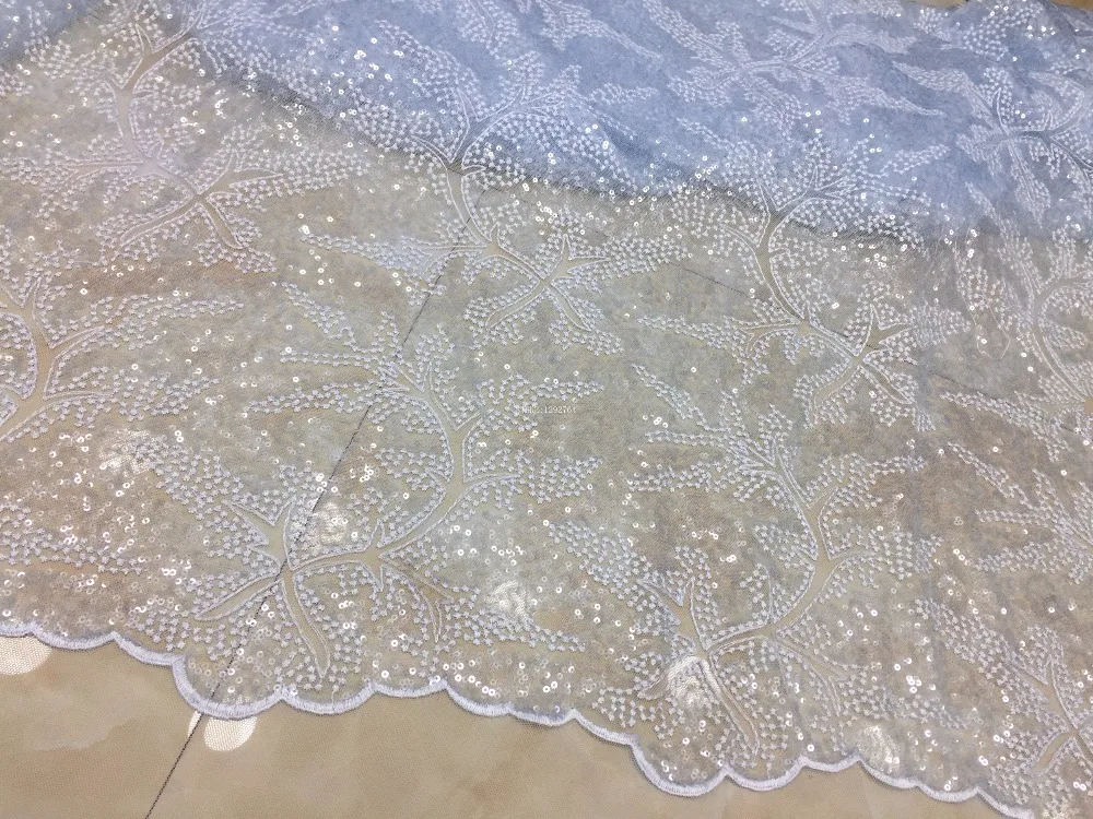 

African sequins tulle lace Hot new for guipure african sequence cord lace fabric for Nigerian wedding dresses TS6251