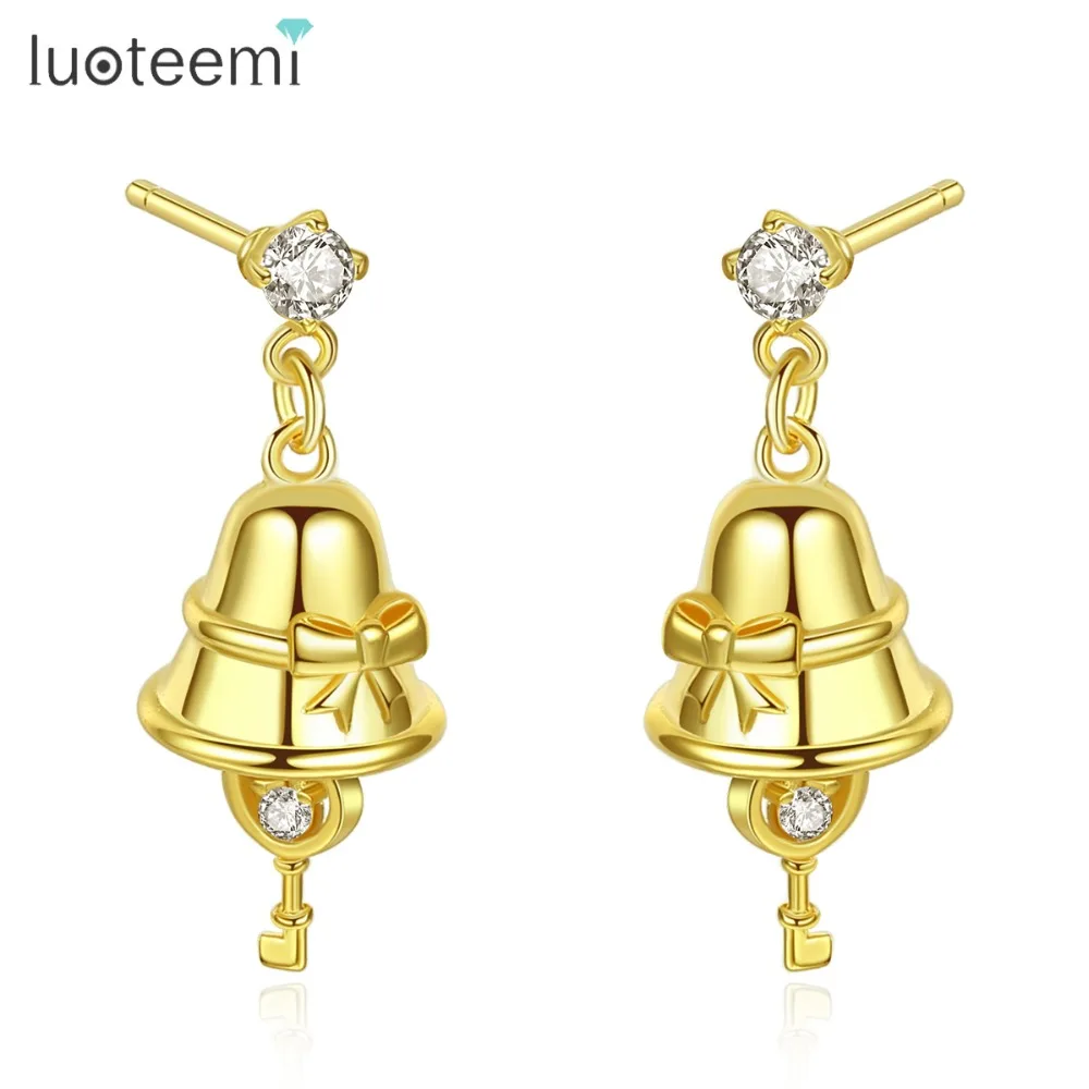 LUOTEEMI новый дизайн милые серьги подвески с колокольчиком для женщин Свадебная