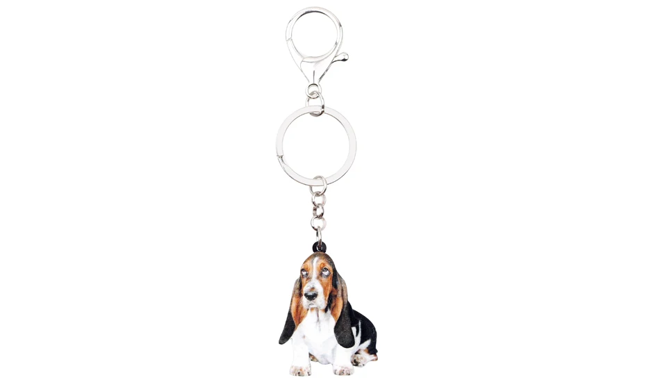 WEVENI акриловый Basset Hound Dog, брелок, сумка для ключей, ювелирные изделия в виде животных для женщин, девочек, сумка, автомобильный кошелек, талисманы, подарок