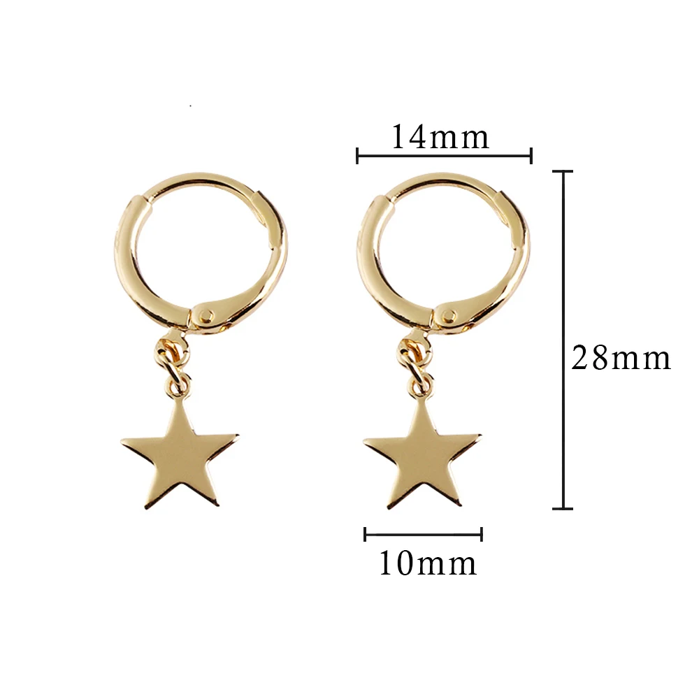 Женские серьги кольца в виде звёзд 1 пара|Серьги-кольца| |