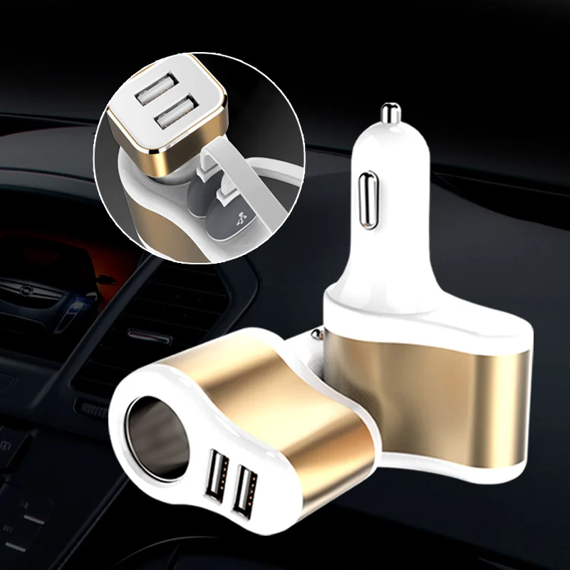 Многофункциональный 3.1A двойной USB Автомобильное зарядное устройство для мобильных телефонов планшетных ПК DC 12-24 в прикуриватель сплиттер для gps DVR зарядки