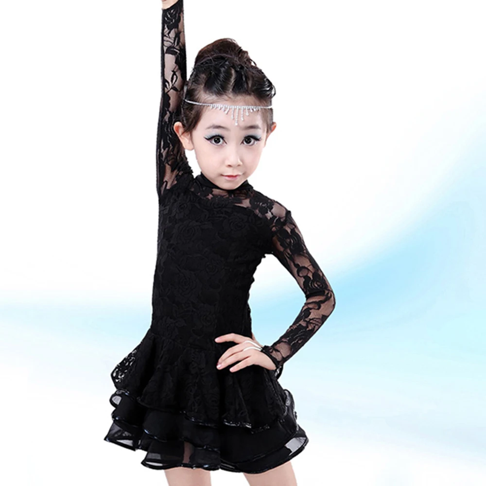 Новое поступление платья для латинских танцев детские кружевные юбки