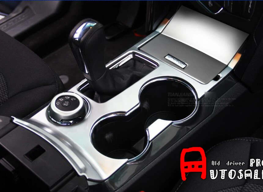 

Matt ABS Chrome left hand drive Interior Console Front Gear Box Panel Water Cup Holder Cover Trim For Ford Explorer 2016 2017