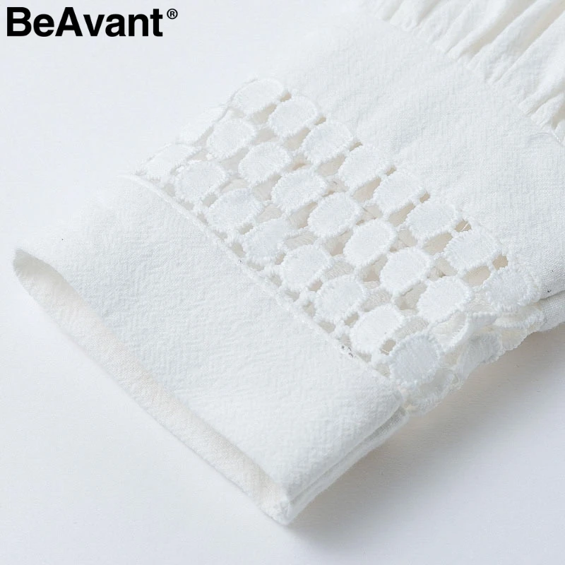 BeAvant Элегантный kороткие кружевные хлопчатобумажные платья фонарь рукавом A-Line зимнее платье Осень шикарное белое платье