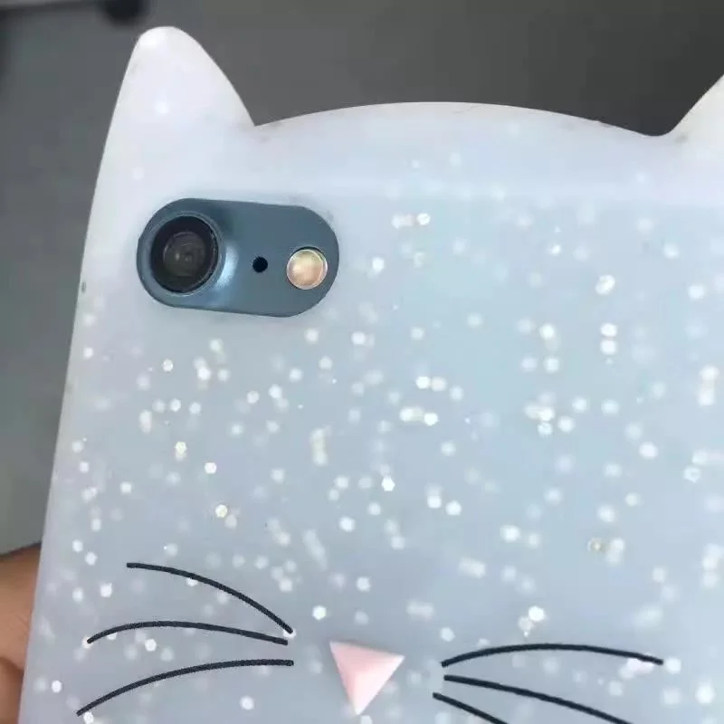 Чехол для iPhone 7 милый мультфильм животных 3D Борода кошка ухо чехол X XS MAX XR 5s SE 6 S 8 Plus