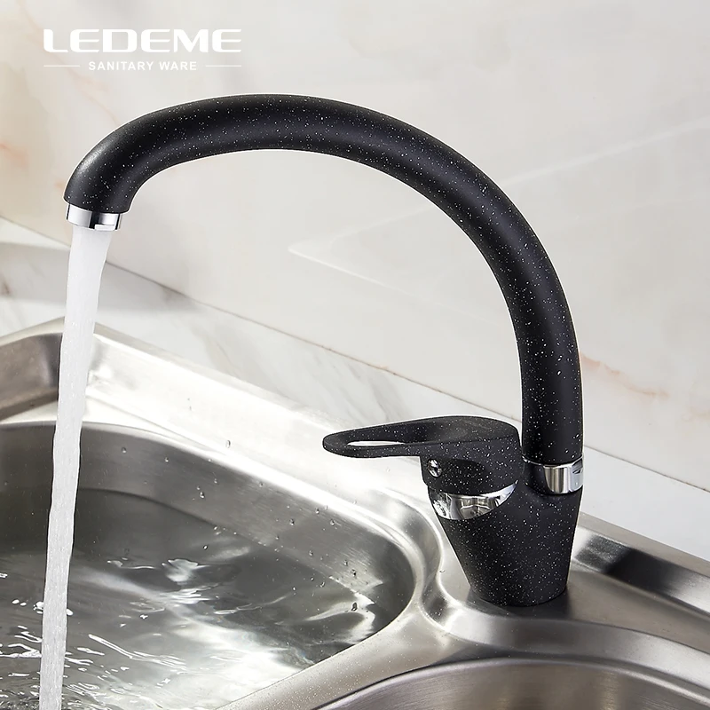 LEDEME медный смеситель для кухонной раковины с одной ручкой холодной и горячей