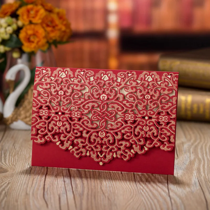 50 шт Синий Красный роскошный цветочный лазерный Вырез свадебные пригласительные