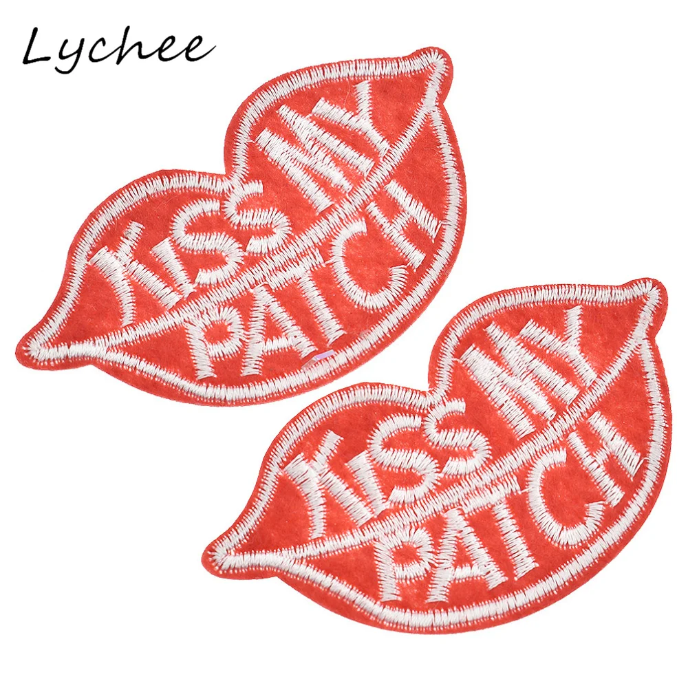 Lychee 2 шт мультфильм красные Стикеры-губы мой патч с клейкой вышивкой