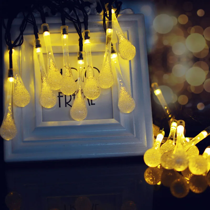 SOCO 30LEDs Solar Decorative Lights 6M Water Drop Led Fairy String Waterproof Outdoor Garden Holiday Party Home Lighting | Освещение
