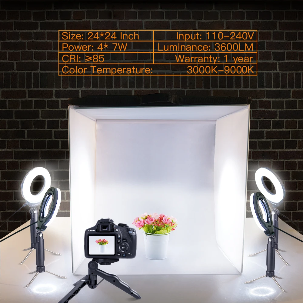 Travor K60 24x24 дюймов светодиодный портативный светильник для фотостудии складной