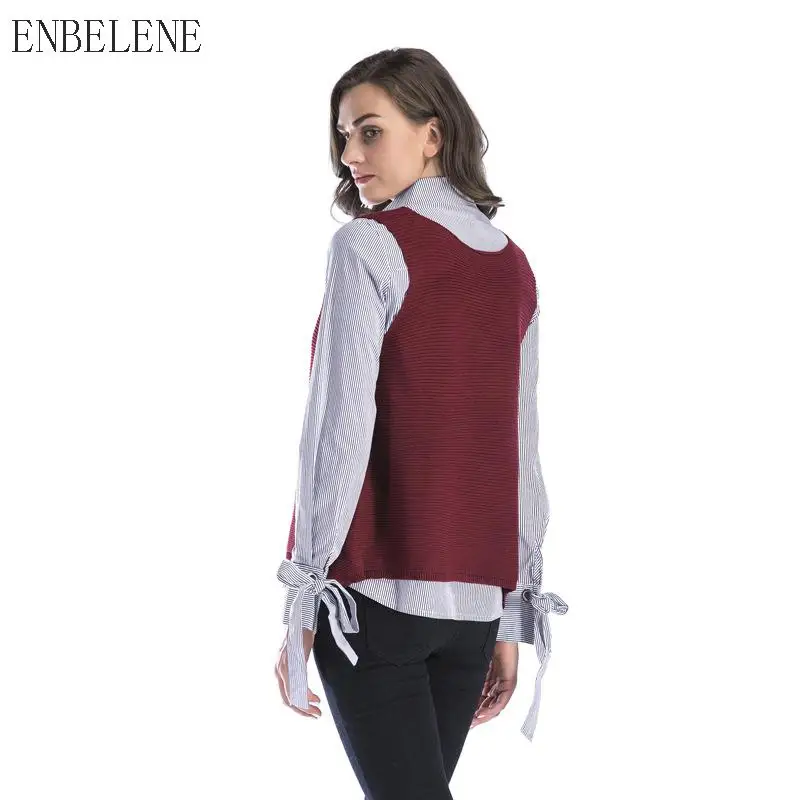 2019 осенний вязаный жилет женский однотонный черный зеленый v образный вырез без